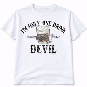 One Drink Away Western Graphic T Shirt Trendy Boutique Style Tee Womens White